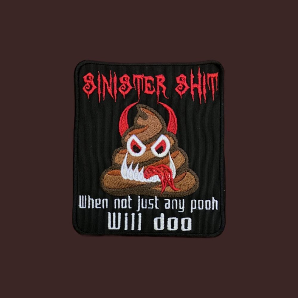 Sinister Pooh emoji embroidered patch for when not just any pooh will... doo